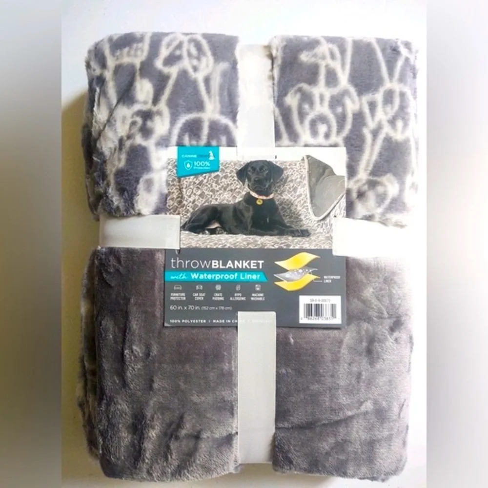 Canine Creations Throw Blanket With Waterproof Liner - White & Gray